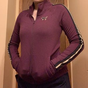 Victoria secret pink burgundy full zip jacket gold